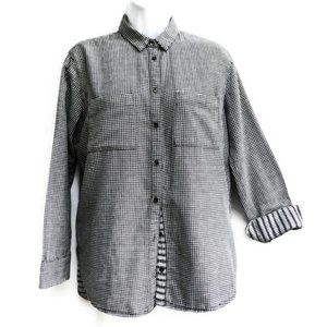 Madewell Oversized Boyshirt in Mini Gingham Check White Black Cotton S